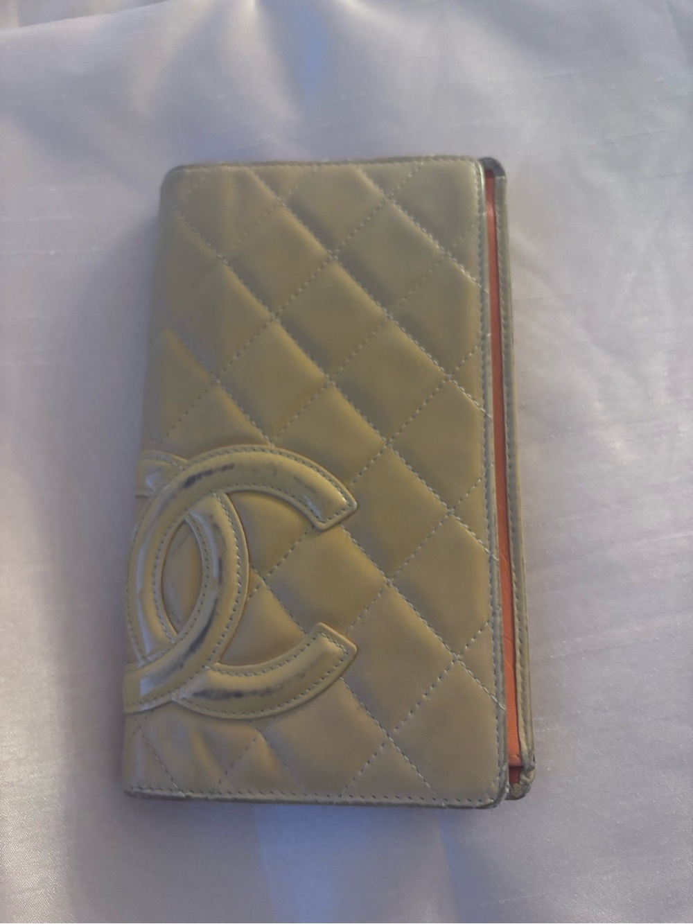 Quilted CC Logo Phone Wallet - Cream